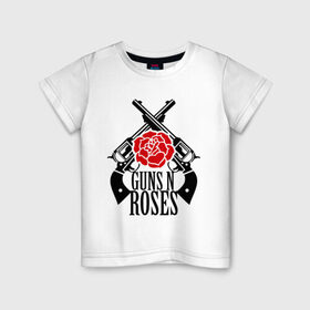 Детская футболка хлопок с принтом Guns n roses rose в Петрозаводске, 100% хлопок | круглый вырез горловины, полуприлегающий силуэт, длина до линии бедер | guns and roses | rock | ганс н роуз | музыка | рок