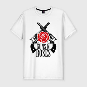 Мужская футболка премиум с принтом Guns n roses rose в Петрозаводске, 92% хлопок, 8% лайкра | приталенный силуэт, круглый вырез ворота, длина до линии бедра, короткий рукав | guns and roses | rock | ганс н роуз | музыка | рок