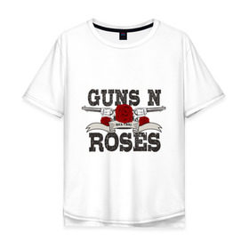 Мужская футболка хлопок Oversize с принтом Guns n roses black в Петрозаводске, 100% хлопок | свободный крой, круглый ворот, “спинка” длиннее передней части | guns and roses | rock | ганс н роуз | музыка | рок