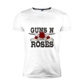 Мужская футболка премиум с принтом Guns n roses black в Петрозаводске, 92% хлопок, 8% лайкра | приталенный силуэт, круглый вырез ворота, длина до линии бедра, короткий рукав | guns and roses | rock | ганс н роуз | музыка | рок