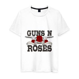 Мужская футболка хлопок с принтом Guns n roses black в Петрозаводске, 100% хлопок | прямой крой, круглый вырез горловины, длина до линии бедер, слегка спущенное плечо. | guns and roses | rock | ганс н роуз | музыка | рок