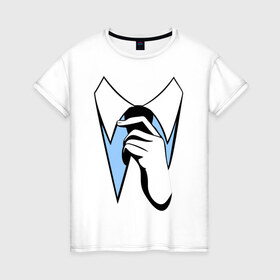 Женская футболка хлопок с принтом White collarrr в Петрозаводске, 100% хлопок | прямой крой, круглый вырез горловины, длина до линии бедер, слегка спущенное плечо | white collar | белый воротничок | воротник | галстук | рубашка | сериал | телесериал