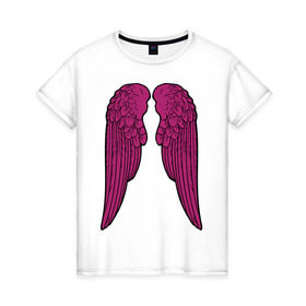 Женская футболка хлопок с принтом Purple wings в Петрозаводске, 100% хлопок | прямой крой, круглый вырез горловины, длина до линии бедер, слегка спущенное плечо | крылья