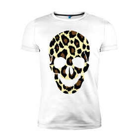 Мужская футболка премиум с принтом Skull leopard в Петрозаводске, 92% хлопок, 8% лайкра | приталенный силуэт, круглый вырез ворота, длина до линии бедра, короткий рукав | leo | skull | леопард | череп