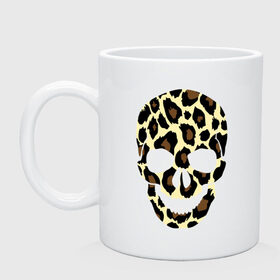 Кружка с принтом Skull leopard в Петрозаводске, керамика | объем — 330 мл, диаметр — 80 мм. Принт наносится на бока кружки, можно сделать два разных изображения | Тематика изображения на принте: leo | skull | леопард | череп