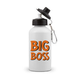 Бутылка спортивная с принтом Big Boss в Петрозаводске, металл | емкость — 500 мл, в комплекте две пластиковые крышки и карабин для крепления | Тематика изображения на принте: big | big boss | boss | большой | большой босс | босс