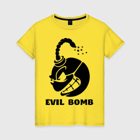 Женская футболка хлопок с принтом Злая бомба (Evil bomb) в Петрозаводске, 100% хлопок | прямой крой, круглый вырез горловины, длина до линии бедер, слегка спущенное плечо | злой смайл | смайл