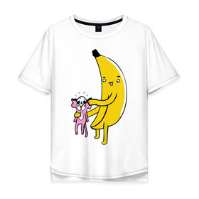 Мужская футболка хлопок Oversize с принтом Мстительный банан в Петрозаводске, 100% хлопок | свободный крой, круглый ворот, “спинка” длиннее передней части | bananes | мартышка | обезьяна | фрукты