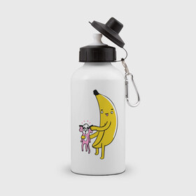 Бутылка спортивная с принтом Мстительный банан в Петрозаводске, металл | емкость — 500 мл, в комплекте две пластиковые крышки и карабин для крепления | Тематика изображения на принте: bananes | мартышка | обезьяна | фрукты