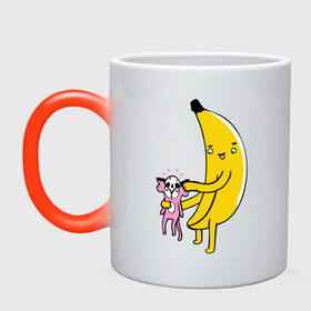 Кружка хамелеон с принтом Мстительный банан в Петрозаводске, керамика | меняет цвет при нагревании, емкость 330 мл | bananes | мартышка | обезьяна | фрукты