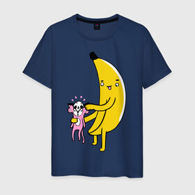 Мужская футболка хлопок с принтом Мстительный банан в Петрозаводске, 100% хлопок | прямой крой, круглый вырез горловины, длина до линии бедер, слегка спущенное плечо. | bananes | мартышка | обезьяна | фрукты