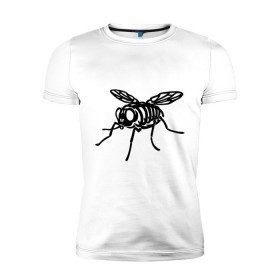 Мужская футболка премиум с принтом Рентген мухи в Петрозаводске, 92% хлопок, 8% лайкра | приталенный силуэт, круглый вырез ворота, длина до линии бедра, короткий рукав | Тематика изображения на принте: скелет