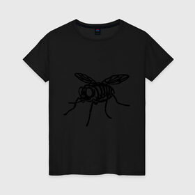 Женская футболка хлопок с принтом Рентген мухи в Петрозаводске, 100% хлопок | прямой крой, круглый вырез горловины, длина до линии бедер, слегка спущенное плечо | скелет