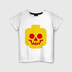 Детская футболка хлопок с принтом Страшная лего-рожица в Петрозаводске, 100% хлопок | круглый вырез горловины, полуприлегающий силуэт, длина до линии бедер | голова | конструктор | лего | светящиеся
