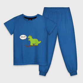 Детская пижама хлопок с принтом Динозаврик в Петрозаводске, 100% хлопок |  брюки и футболка прямого кроя, без карманов, на брюках мягкая резинка на поясе и по низу штанин
 | динозавр