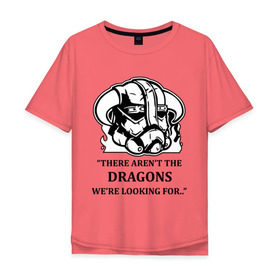 Мужская футболка хлопок Oversize с принтом Skyrim – тут нет драконов в Петрозаводске, 100% хлопок | свободный крой, круглый ворот, “спинка” длиннее передней части | скайрим