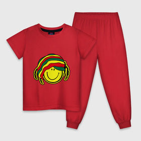 Детская пижама хлопок с принтом Cмайл-растаман в Петрозаводске, 100% хлопок |  брюки и футболка прямого кроя, без карманов, на брюках мягкая резинка на поясе и по низу штанин
 | дреды | настроение | позитив | раста | смайлик | улыбка