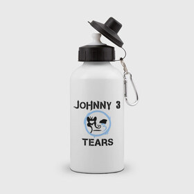 Бутылка спортивная с принтом Johnny 3 Tears (HU) в Петрозаводске, металл | емкость — 500 мл, в комплекте две пластиковые крышки и карабин для крепления | Тематика изображения на принте: huhollywood undead | johnny 3 | johnny 3 tears | johnny tears | джони теарс 3