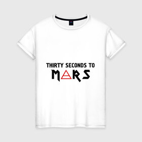 Женская футболка хлопок с принтом 30 Seconds To Mars (30 секунд до марса) в Петрозаводске, 100% хлопок | прямой крой, круглый вырез горловины, длина до линии бедер, слегка спущенное плечо | 30 seconds | 30 seconds to mars | 30 секунд до марса | панк | рок | рок энд ролл