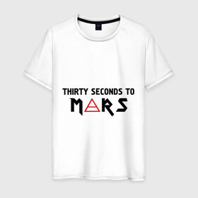 Мужская футболка хлопок с принтом 30 Seconds To Mars (30 секунд до марса) в Петрозаводске, 100% хлопок | прямой крой, круглый вырез горловины, длина до линии бедер, слегка спущенное плечо. | 30 seconds | 30 seconds to mars | 30 секунд до марса | панк | рок | рок энд ролл