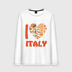 Мужской лонгслив хлопок с принтом Я люблю Италию в Петрозаводске, 100% хлопок |  | башня пейзанская | италия | колизей | пицца | я люблю италию