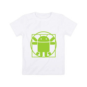 Детская футболка хлопок с принтом Андроид давинчи в Петрозаводске, 100% хлопок | круглый вырез горловины, полуприлегающий силуэт, длина до линии бедер | android | андроид давинчи | давинчи