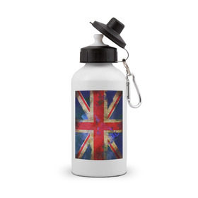 Бутылка спортивная с принтом Флаг Британии в цветах в Петрозаводске, металл | емкость — 500 мл, в комплекте две пластиковые крышки и карабин для крепления | Тематика изображения на принте: англия | британский флаг | великобритания | флаг великобритании