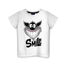 Детская футболка хлопок с принтом Улыбка Smile в Петрозаводске, 100% хлопок | круглый вырез горловины, полуприлегающий силуэт, длина до линии бедер | smile | волк | смайл | смайлик | улыбка