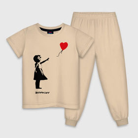 Детская пижама хлопок с принтом Девочка с шариком-сердечком в Петрозаводске, 100% хлопок |  брюки и футболка прямого кроя, без карманов, на брюках мягкая резинка на поясе и по низу штанин
 | banksy | бенкси | бэнкси | графити | граффити | девочка с сердечком | девочка с шариком | девочка с шариком сердечком | стрит арт | стритарт