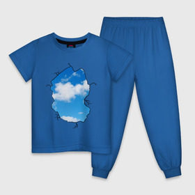 Детская пижама хлопок с принтом Небо. Бэнкси в Петрозаводске, 100% хлопок |  брюки и футболка прямого кроя, без карманов, на брюках мягкая резинка на поясе и по низу штанин
 | banksy | бенкси | бэнкси | графити | граффити | небо | облака | облако | стрит арт | стритарт