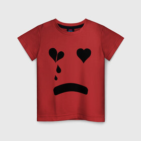 Детская футболка хлопок с принтом Sad smile в Петрозаводске, 100% хлопок | круглый вырез горловины, полуприлегающий силуэт, длина до линии бедер | smile | грустный смайлик | сердце | смайл | смайлик