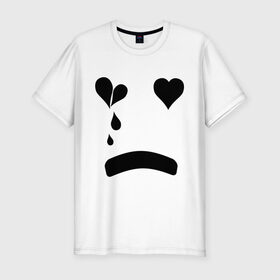 Мужская футболка премиум с принтом Sad smile в Петрозаводске, 92% хлопок, 8% лайкра | приталенный силуэт, круглый вырез ворота, длина до линии бедра, короткий рукав | smile | грустный смайлик | сердце | смайл | смайлик