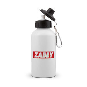 Бутылка спортивная с принтом ZABEY в Петрозаводске, металл | емкость — 500 мл, в комплекте две пластиковые крышки и карабин для крепления | obey | антибренд | забей | обей
