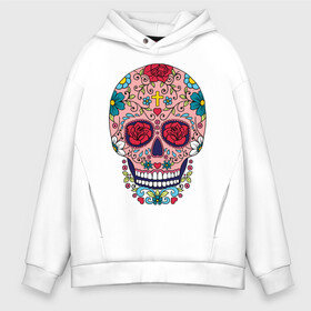 Мужское худи Oversize хлопок с принтом Oldschool skull в Петрозаводске, френч-терри — 70% хлопок, 30% полиэстер. Мягкий теплый начес внутри —100% хлопок | боковые карманы, эластичные манжеты и нижняя кромка, капюшон на магнитной кнопке | oldschool | skull | олд скул | олдскул | цветочный орнамент | цветы | череп | черепа