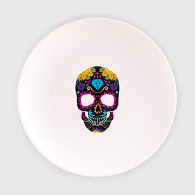 Тарелка с принтом Skull mexica в Петрозаводске, фарфор | диаметр - 210 мм
диаметр для нанесения принта - 120 мм | Тематика изображения на принте: skull | мексика | мексиканский череп | череп | черепа