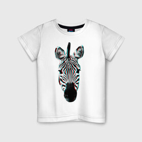 Детская футболка хлопок с принтом Зебра watercolor в Петрозаводске, 100% хлопок | круглый вырез горловины, полуприлегающий силуэт, длина до линии бедер | животные | звери | зебра
