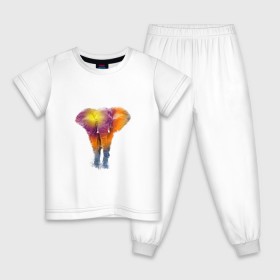 Детская пижама хлопок с принтом Слон watercolor в Петрозаводске, 100% хлопок |  брюки и футболка прямого кроя, без карманов, на брюках мягкая резинка на поясе и по низу штанин
 | Тематика изображения на принте: слон
