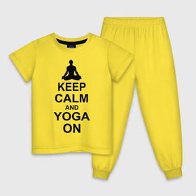 Детская пижама хлопок с принтом Keep calm and yoga on в Петрозаводске, 100% хлопок |  брюки и футболка прямого кроя, без карманов, на брюках мягкая резинка на поясе и по низу штанин
 | йога | ом | спорт