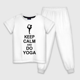 Детская пижама хлопок с принтом Keep calm and do yoga. в Петрозаводске, 100% хлопок |  брюки и футболка прямого кроя, без карманов, на брюках мягкая резинка на поясе и по низу штанин
 | йога | ом | спорт