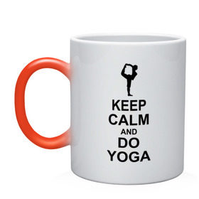 Кружка хамелеон с принтом Keep calm and do yoga. в Петрозаводске, керамика | меняет цвет при нагревании, емкость 330 мл | йога | ом | спорт