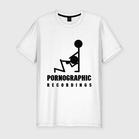 Мужская футболка премиум с принтом Pornographic в Петрозаводске, 92% хлопок, 8% лайкра | приталенный силуэт, круглый вырез ворота, длина до линии бедра, короткий рукав | recordings | девушка | парень | съемка | фигурки | человечки
