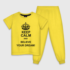 Детская пижама хлопок с принтом Keep calm and believe your dream! в Петрозаводске, 100% хлопок |  брюки и футболка прямого кроя, без карманов, на брюках мягкая резинка на поясе и по низу штанин
 | believe your dream | keep calm | keep calm and believe your dream