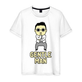 Мужская футболка хлопок с принтом Gentleman (джентльмен) в Петрозаводске, 100% хлопок | прямой крой, круглый вырез горловины, длина до линии бедер, слегка спущенное плечо. | Тематика изображения на принте: gentleman | psy | джентльмен | музыка | певец psy