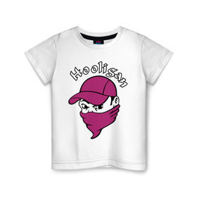 Детская футболка хлопок с принтом Hooligan в Петрозаводске, 100% хлопок | круглый вырез горловины, полуприлегающий силуэт, длина до линии бедер | Тематика изображения на принте: hooligan | болельщик | для болельщиков | футбол