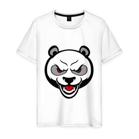 Мужская футболка хлопок с принтом Angry panda - злая панда в Петрозаводске, 100% хлопок | прямой крой, круглый вырез горловины, длина до линии бедер, слегка спущенное плечо. | панда