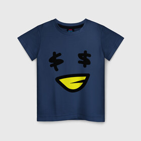 Детская футболка хлопок с принтом Смайл - Бакс в Петрозаводске, 100% хлопок | круглый вырез горловины, полуприлегающий силуэт, длина до линии бедер | smile | бакс | доллар | знак доллара | смайл | смайлик