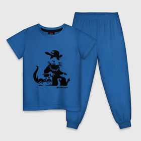 Детская пижама хлопок с принтом Gangsta rat (Banksy) в Петрозаводске, 100% хлопок |  брюки и футболка прямого кроя, без карманов, на брюках мягкая резинка на поясе и по низу штанин
 | бэнкси | гангстер | граффити | грызун | мышь | хомяк