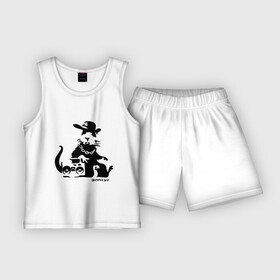 Детская пижама с шортами хлопок с принтом Gangsta rat (Banksy) в Петрозаводске,  |  | Тематика изображения на принте: бэнкси | гангстер | граффити | грызун | мышь | хомяк