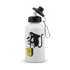 Бутылка спортивная с принтом TNT monkey (Banksy) в Петрозаводске, металл | емкость — 500 мл, в комплекте две пластиковые крышки и карабин для крепления | бэнкси | граффити | животные | обезьяна