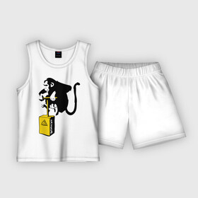 Детская пижама с шортами хлопок с принтом TNT monkey (Banksy) в Петрозаводске,  |  | Тематика изображения на принте: бэнкси | граффити | животные | обезьяна